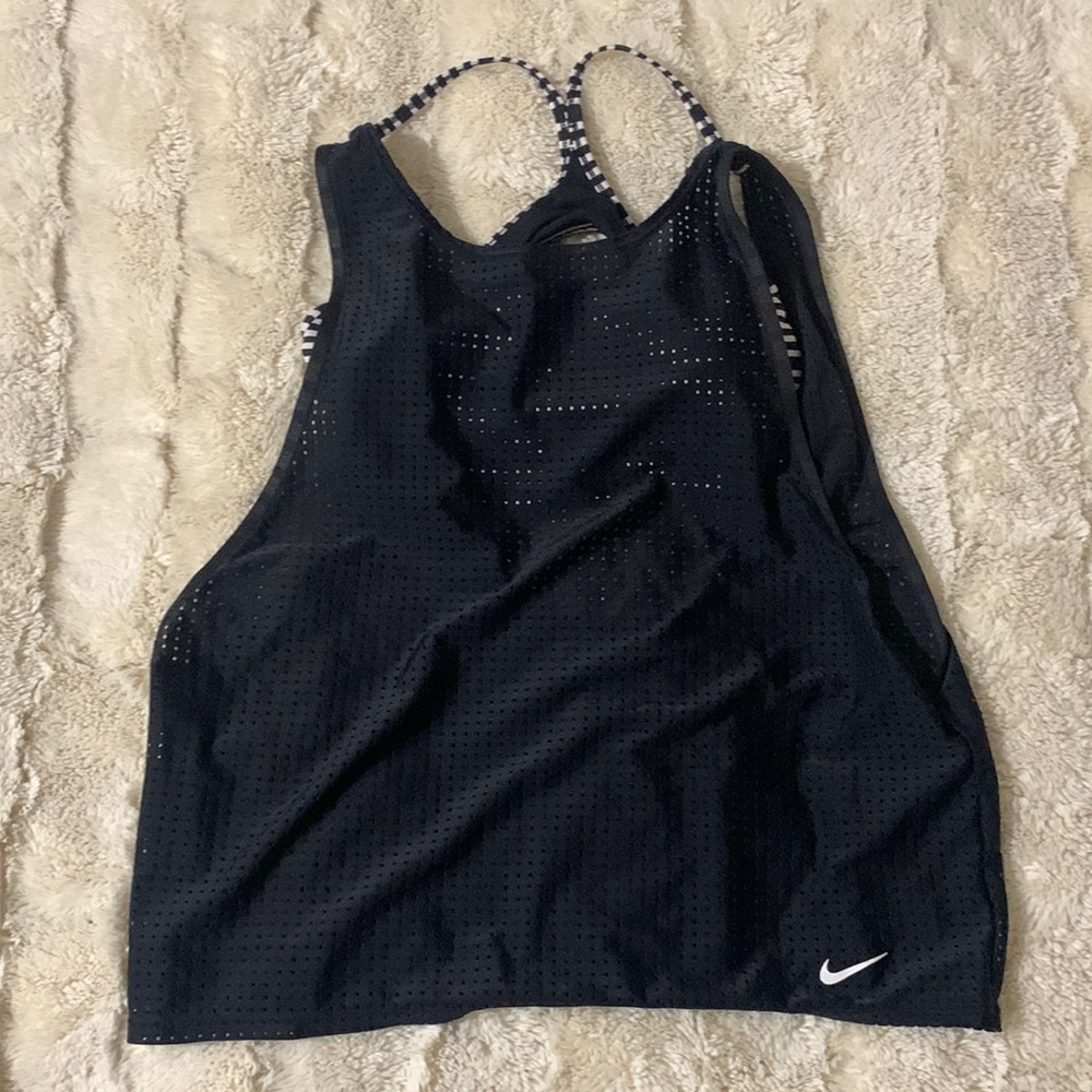 Nike Textured Stripe Layered Tankini Top, bathing suit